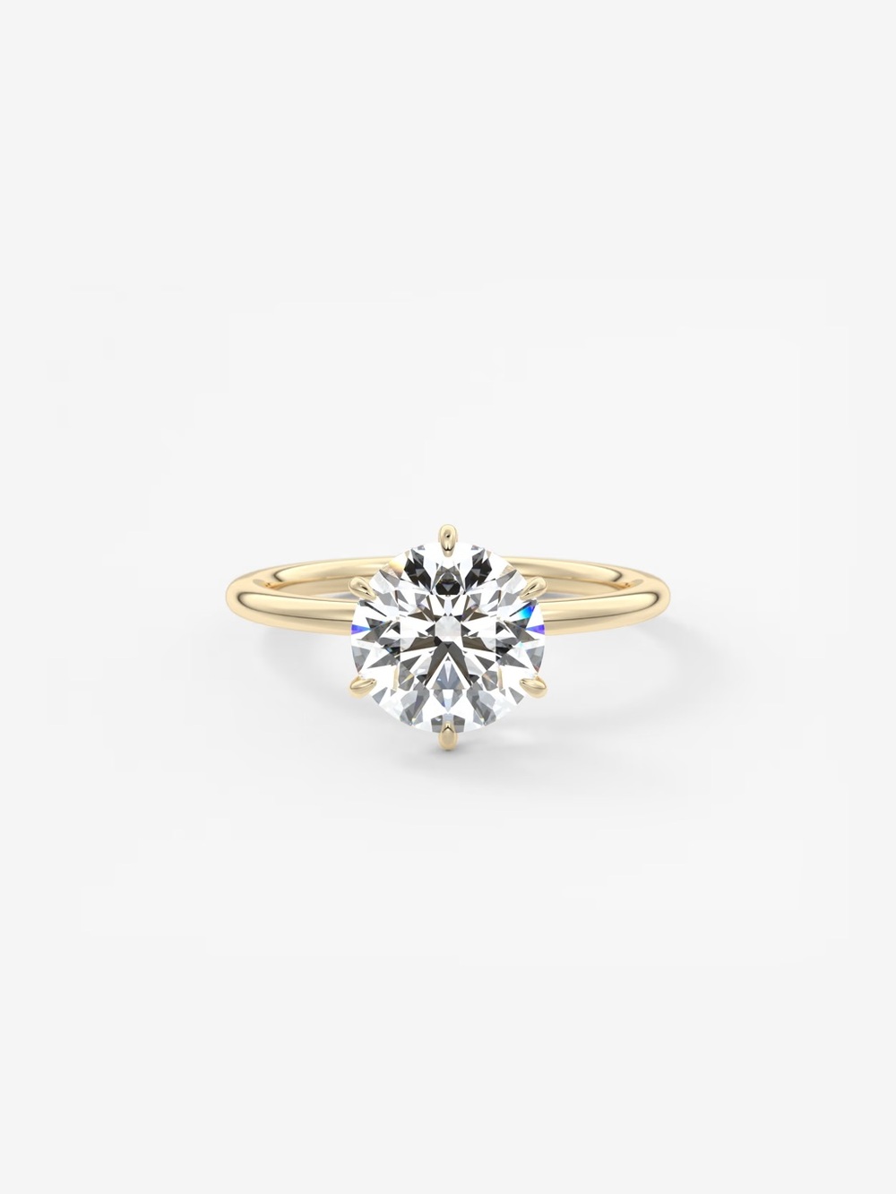 Round Diamond Yellow Gold 6-Prong Engagement Ring Lab Grown